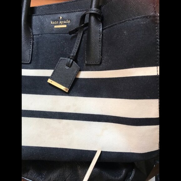 Kate Spade CAMERON Street Stripe Candace Satchel Tote Crossbody Canvas Leather - Picture 7 of 16